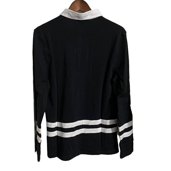 Breezy Excursion Mens Black NWT Best Striped Long Sleeve Collar Rugby Polo Small - Picture 7 of 7